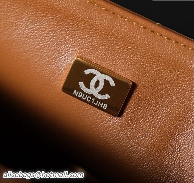 Super Quality Chanel Shearling Lambskin Flap Bag AS5149 Beige/Brown 2024