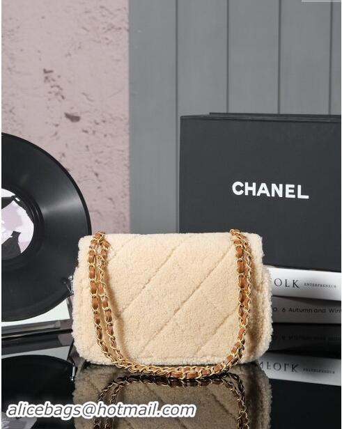 Super Quality Chanel Shearling Lambskin Flap Bag AS5149 Beige/Brown 2024