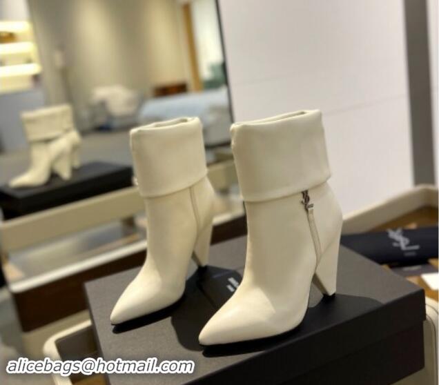 Classic Hot Saint Laurent Nike Ankle Boots in Leather and Monogram 8.5cm White 1010042