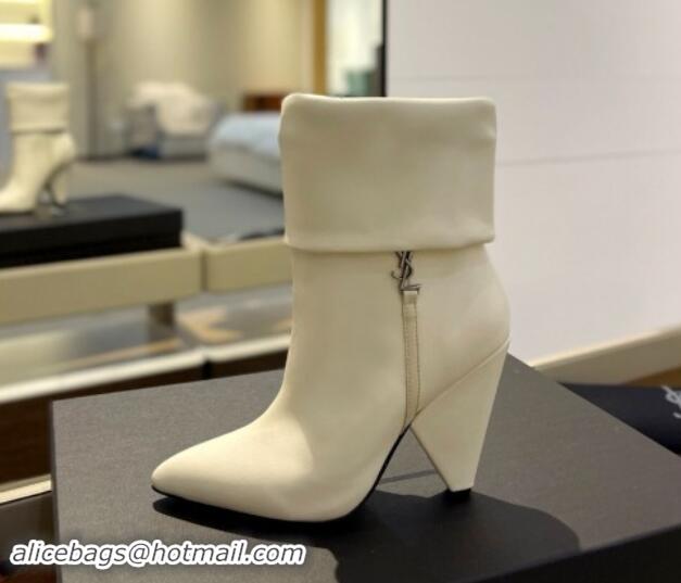 Classic Hot Saint Laurent Nike Ankle Boots in Leather and Monogram 8.5cm White 1010042