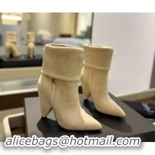 Durable Saint Laurent Nike Ankle Boots in Suede and Monogram 8.5cm Beige 010044