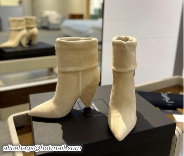 Durable Saint Laurent Nike Ankle Boots in Suede and Monogram 8.5cm Beige 010044