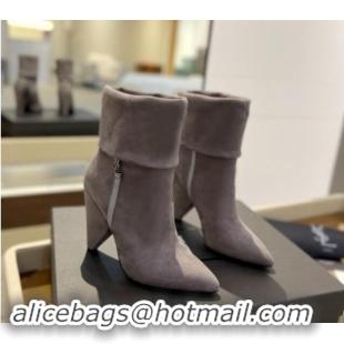 Cheap Price Saint Laurent Nike Ankle Boots in Suede and Monogram 8.5cm Grey 010045