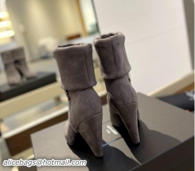 Cheap Price Saint Laurent Nike Ankle Boots in Suede and Monogram 8.5cm Grey 010045