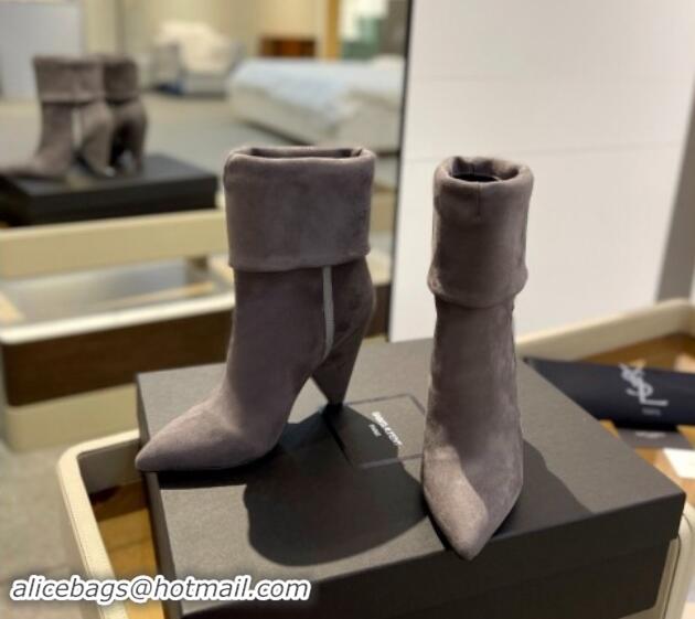 Cheap Price Saint Laurent Nike Ankle Boots in Suede and Monogram 8.5cm Grey 010045