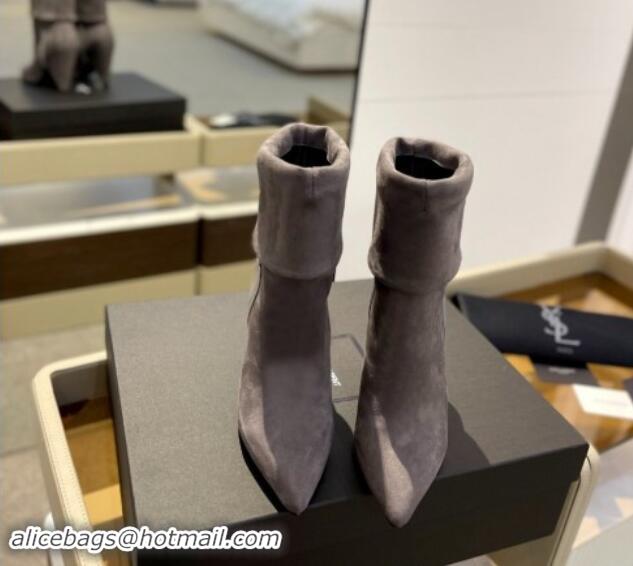 Cheap Price Saint Laurent Nike Ankle Boots in Suede and Monogram 8.5cm Grey 010045