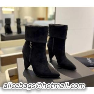 Sumptuous Saint Laurent Nike Ankle Boots in Suede and Monogram 8.5cm Black 1010047