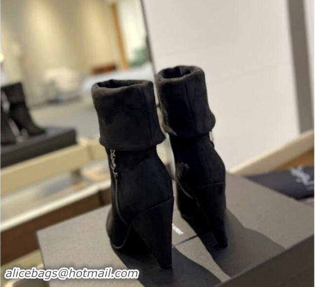 Sumptuous Saint Laurent Nike Ankle Boots in Suede and Monogram 8.5cm Black 1010047