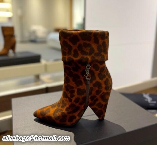 Sophisticated Saint Laurent Nike Ankle Boots in in Leopard-print Suede and Monogram 8.5cm 010048