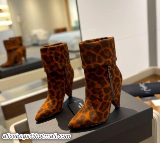 Sophisticated Saint Laurent Nike Ankle Boots in in Leopard-print Suede and Monogram 8.5cm 010048