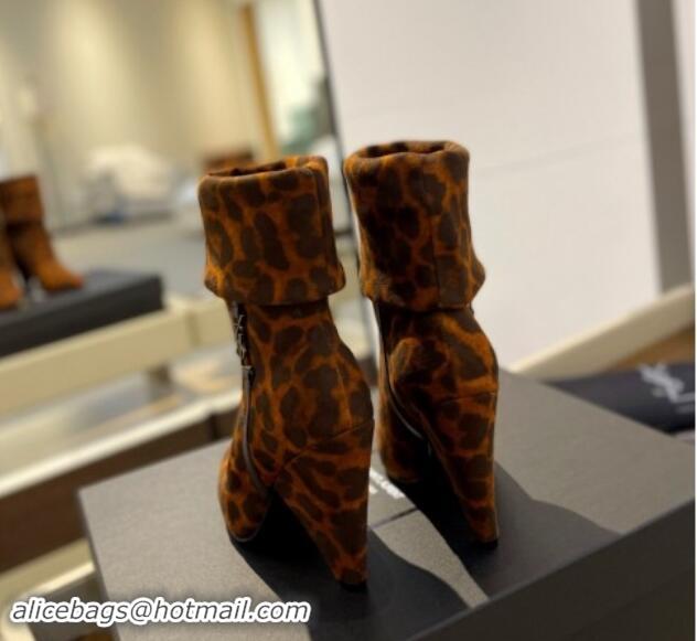 Sophisticated Saint Laurent Nike Ankle Boots in in Leopard-print Suede and Monogram 8.5cm 010048