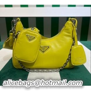 Free Shipping Prada Padded Nappa Leather Re-Edition 2005 Shoulder Bag 1BH204 Yellow 2023