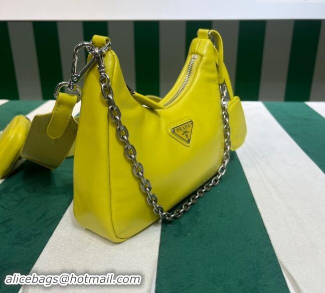 Free Shipping Prada Padded Nappa Leather Re-Edition 2005 Shoulder Bag 1BH204 Yellow 2023