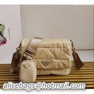 Good Taste Prada Nylon Shoulder Bag 1BD290 Beige 2023