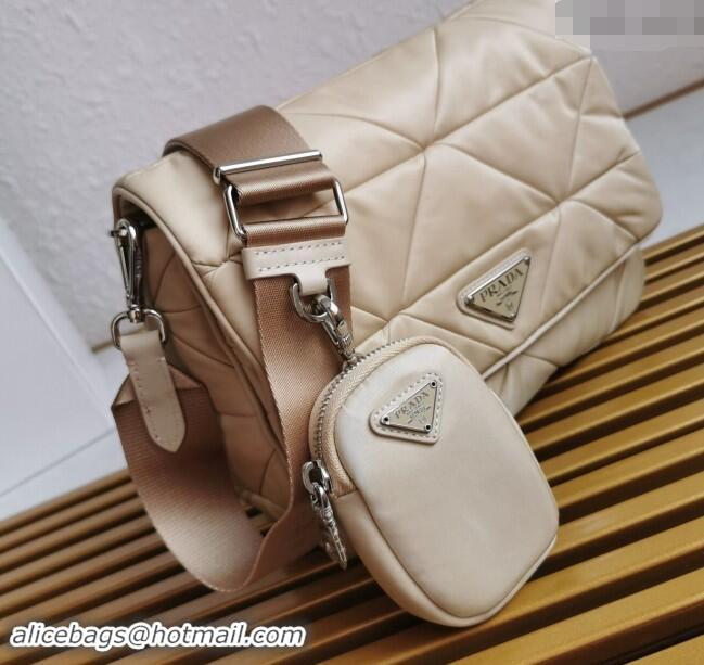 Good Taste Prada Nylon Shoulder Bag 1BD290 Beige 2023