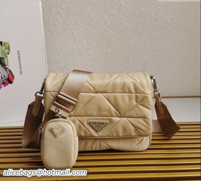 Good Taste Prada Nylon Shoulder Bag 1BD290 Beige 2023