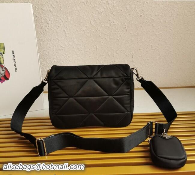 Luxury Discount Prada Nylon Shoulder Bag 1BD290 Black 2023