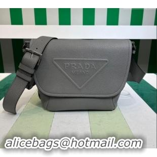 Well Crafted Prada Mens Leather bag with Shoulder Strap 2VD056 Grey 2023