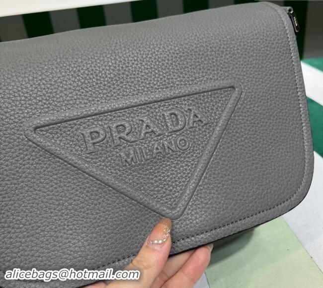 Well Crafted Prada Mens Leather bag with Shoulder Strap 2VD056 Grey 2023