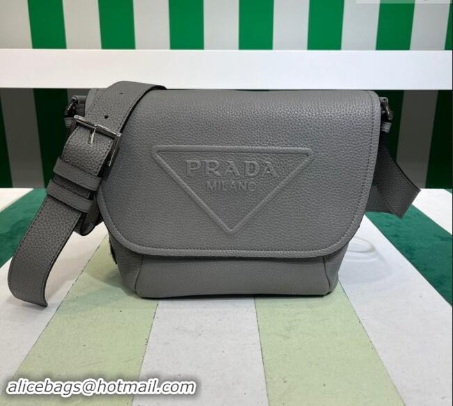 Well Crafted Prada Mens Leather bag with Shoulder Strap 2VD056 Grey 2023