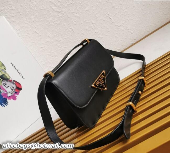 Fashion Discount Prada Embleme Smooth Leather Shoulder Bag 1BD320 Black 2023