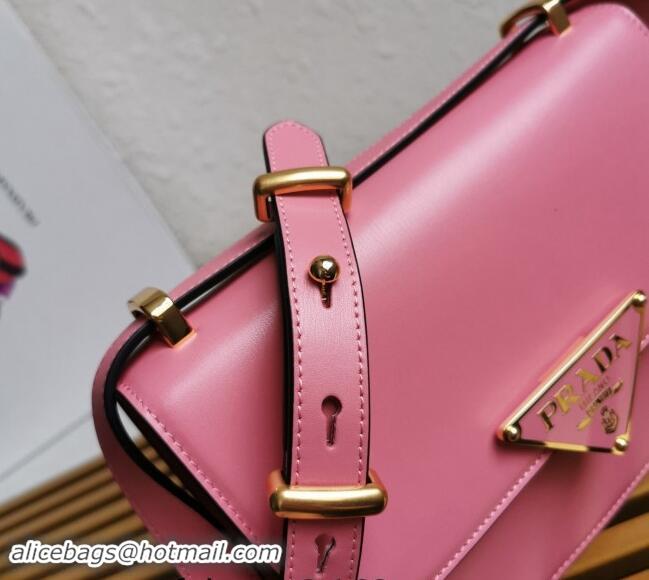 Best Price Prada Embleme Smooth Leather Shoulder Bag 1BD320 Pink 2023