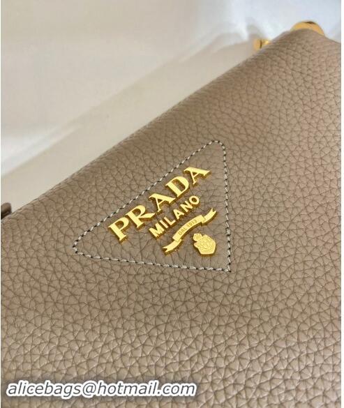 Good Looking Prada Grained Leather Small Shoulder Bag 1BH194 Grey 2023