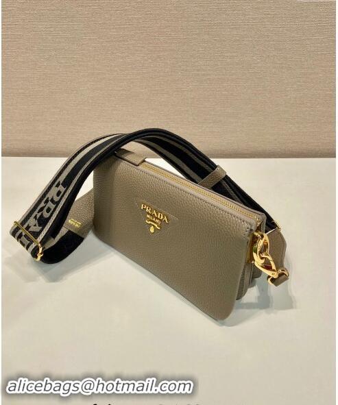 Good Looking Prada Grained Leather Small Shoulder Bag 1BH194 Grey 2023