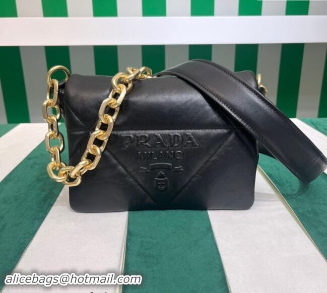 Top Grade Prada Quilted Nappa leather shoulder bag 1BD315 Black 2023