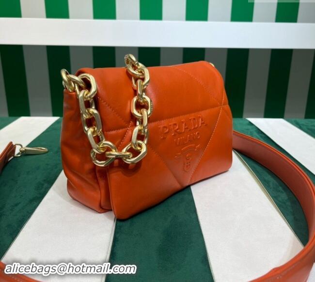 Best Price Prada Quilted nappa leather shoulder bag 1BD315 Orange 2023