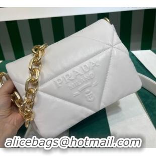 Most Popular Prada Quilted nappa leather shoulder bag 1BD315 White 2023