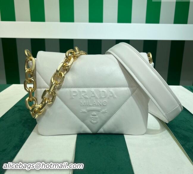 Most Popular Prada Quilted nappa leather shoulder bag 1BD315 White 2023