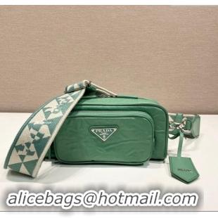 Top Design Prada Nappa antique leather multi-pocket shoulder bag 1BH198 Sage Green 2023