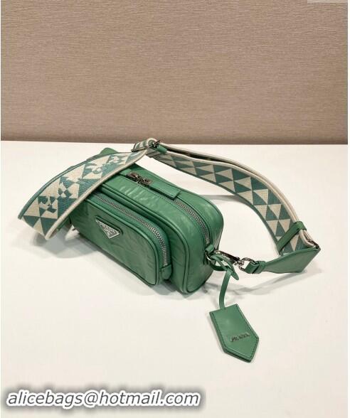 Top Design Prada Nappa antique leather multi-pocket shoulder bag 1BH198 Sage Green 2023