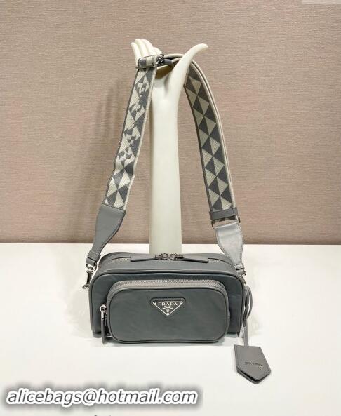 Well Crafted Prada Nappa antique leather multi-pocket shoulder bag 1BH198 Slate Grey 2023