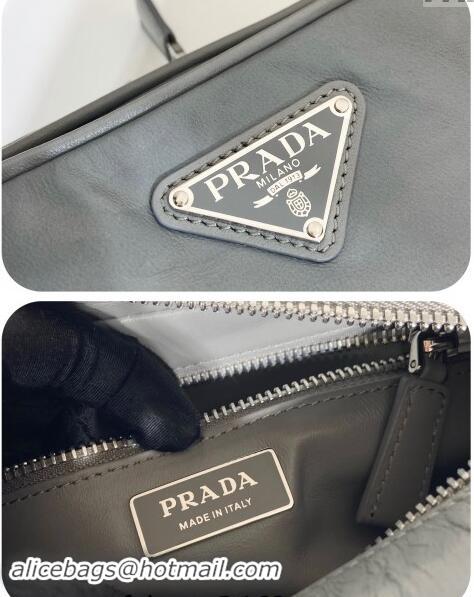 Well Crafted Prada Nappa antique leather multi-pocket shoulder bag 1BH198 Slate Grey 2023