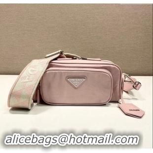 Shop Promotional Prada Nappa antique leather multi-pocket shoulder bag 1BH198 Alabaster Pink 2023