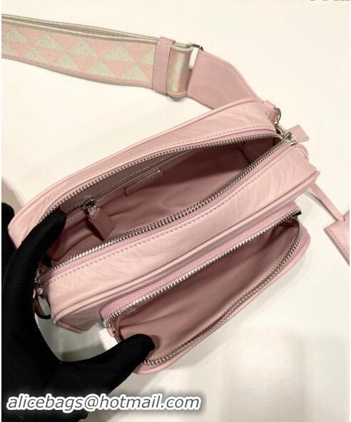 Shop Promotional Prada Nappa antique leather multi-pocket shoulder bag 1BH198 Alabaster Pink 2023