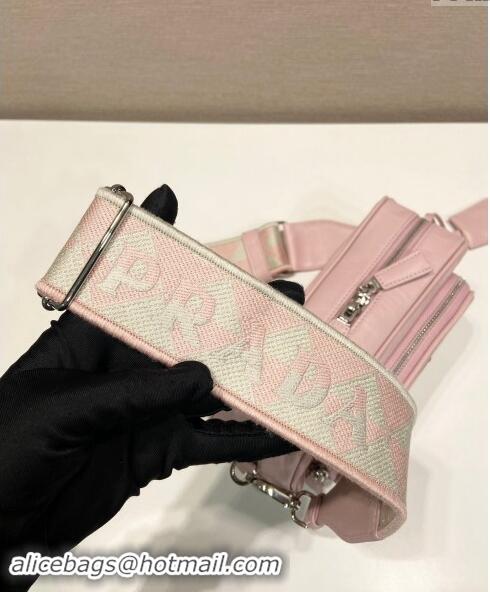 Shop Promotional Prada Nappa antique leather multi-pocket shoulder bag 1BH198 Alabaster Pink 2023