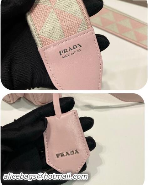 Shop Promotional Prada Nappa antique leather multi-pocket shoulder bag 1BH198 Alabaster Pink 2023