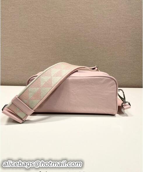 Shop Promotional Prada Nappa antique leather multi-pocket shoulder bag 1BH198 Alabaster Pink 2023