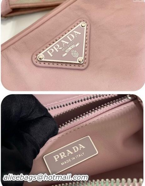 Shop Promotional Prada Nappa antique leather multi-pocket shoulder bag 1BH198 Alabaster Pink 2023