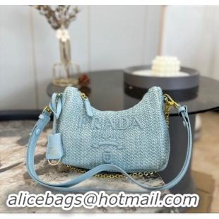 Pretty Style Prada Straw Shoulder Bag 0609 Blue 2023