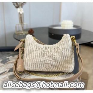 Well Crafted Prada Straw Shoulder Bag 0609 Beige 2023