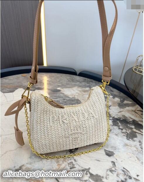 Well Crafted Prada Straw Shoulder Bag 0609 Beige 2023