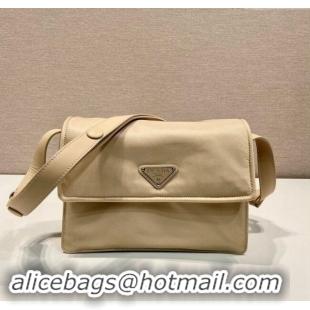 Best Product Prada Small Nylon Shoulder Bag 1BD258 Beige 2023