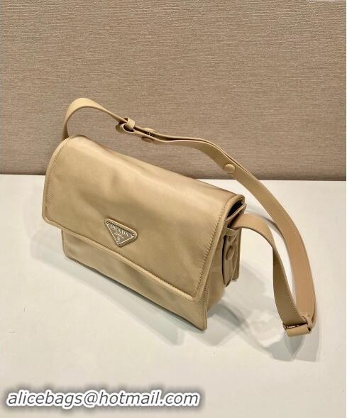 Best Product Prada Small Nylon Shoulder Bag 1BD258 Beige 2023