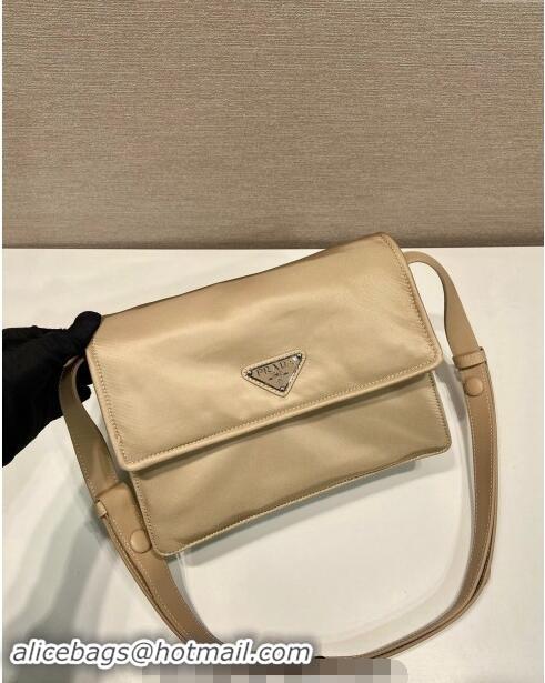 Best Product Prada Small Nylon Shoulder Bag 1BD258 Beige 2023