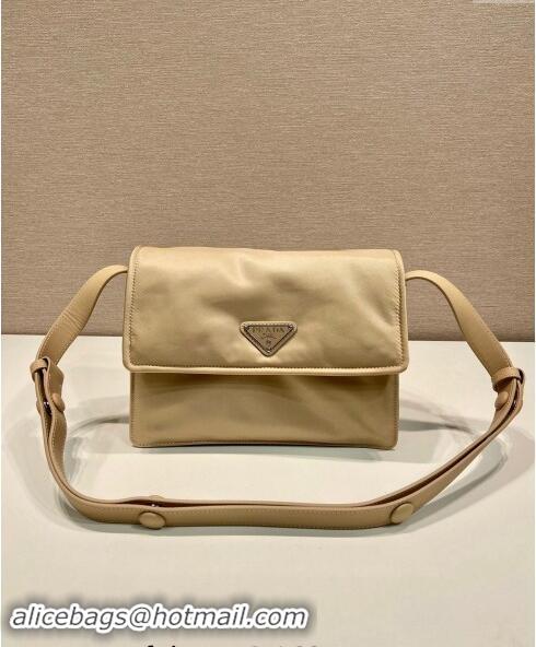 Best Product Prada Small Nylon Shoulder Bag 1BD258 Beige 2023