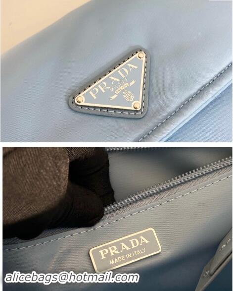 Luxury Discount Prada Small Nylon Shoulder Bag 1BD258 Light Blue 2023